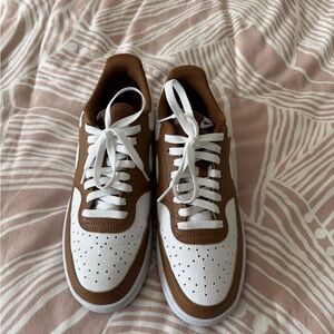 Women’s Brown and White Nike Court Vision Sneakers